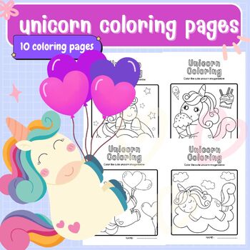 Preview of Unicorn Coloring Pages, Printable Unicorn Coloring Pages for Kids