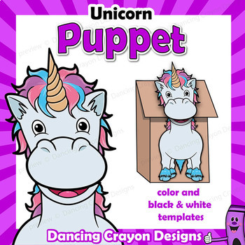 unicorn craft activity paper bag puppet template by dancing crayon designs