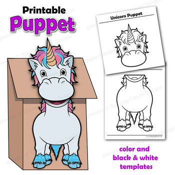unicorn craft activity paper bag puppet template by