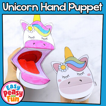 Unicorn Craft - Unicorn Hand Puppet | Letter U Craft by Easy Peasy and Fun