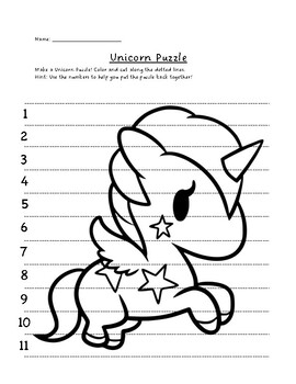 Preview of Unicorn Cut-Out Puzzle