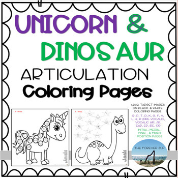 Unicorn & Dinosaur Articulation Coloring Pages + Digital / No Print