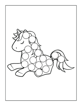 Unicorn Dot Marker Coloring Pages: Printable PDF Coloring Activity Pages  for Kids, Unicorn Dot Coloring Pages, Unicorn Do a Dot Painting 