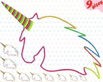 Preview of Unicorn Embroidery Design file 4x4 5x7 hoop forest horse pink horn birthday 163b