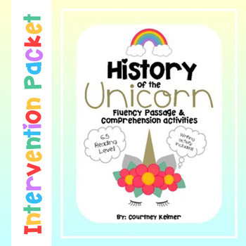 Preview of Unicorn Fluency Passage and Comprehension Activities