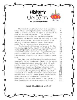 unicorn fluency passage and comprehension activities by courtney keimer