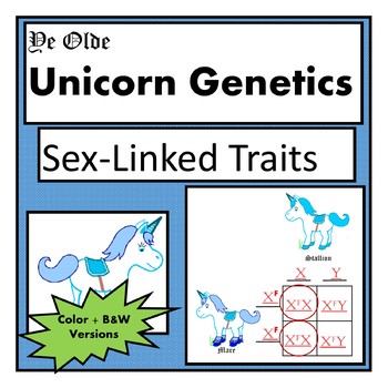 Preview of Unicorn Genetics Sex Linked Traits Punnett Squares Worksheet (Genetics)