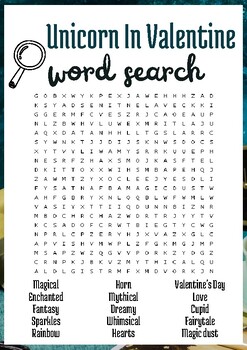 Preview of Unicorn In Valentine No Prep Word search puzzle worksheet activity