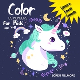 Unicorn Kawaii Animals Color by number pages for kids - Pe