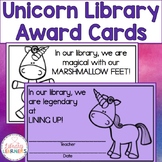 Unicorn Theme Library Award Cards Recognize Positive Behav