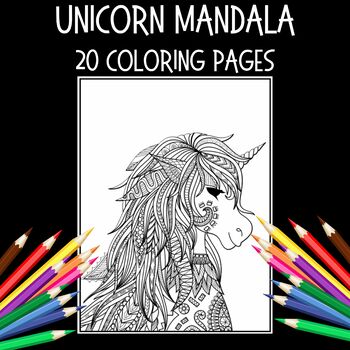 Unicorn Mandala Coloring (20 coloring pages) by Teacher's Helper