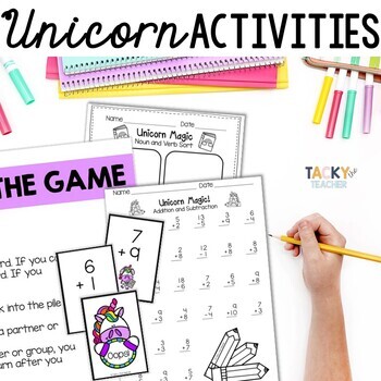 Preview of Unicorn Math & Reading Bundle with EASY PREP Activities