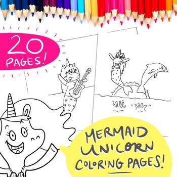 Unicorn Mermaids Coloring Pages By Jessica Fox Tpt