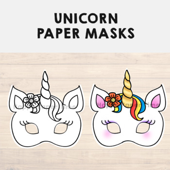 unicorn paper masks printable fairytale coloring craft activity costume