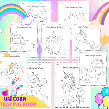 Preview of Unicorn Pencil Control Coloring Pages, Handwriting Practice Activity For Kids