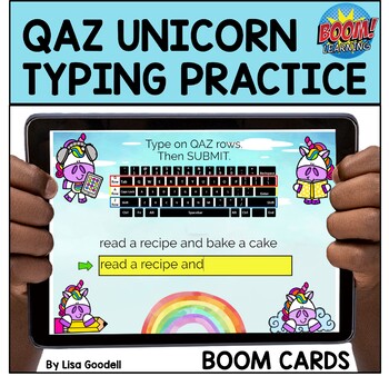 Preview of Unicorn QAZ Typing Practice BOOM CARDS