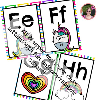 Unicorn Rainbow Print Block Letter Classroom Alphabet Decorative