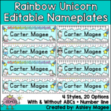 Unicorn Rainbow Themed Magical Nameplate Deskplate Nametags
