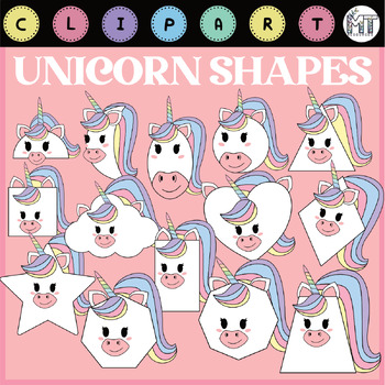 Preview of Unicorn Shapes Clipart  | Unicorn Math 2D Shape Clipart | Commercial Use Clipart