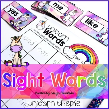 Unicorn Sight Words and Spelling Practice (editable) by Taryn Nicholson