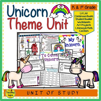 Preview of Unicorn Unit:  Literacy & Math Centers & Activities