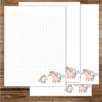 Preview of Unicorn Writing Papers for Printable and Digital Planner Pages