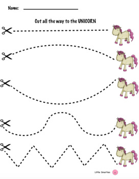 Unicorn and Rainbow Fine motor Practice Bundle worksheets by Little