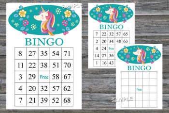 36-Set Unicorn Bingo Game for Kids Themed Party Supplies 2 to 36 Multi-Player 