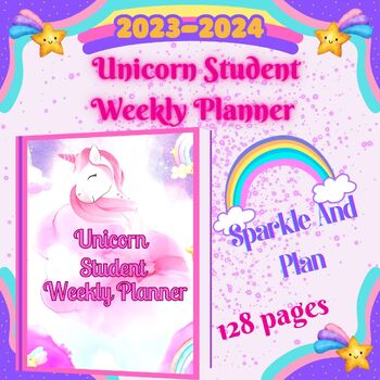 Preview of Unicorn student weekly planner
