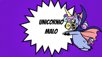 Preview of Unicornio Malo Story Telling Slides! (Spanish/French/English)
