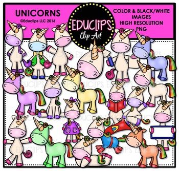Preview of Unicorns Clip Art Bundle  {Educlips Clipart}