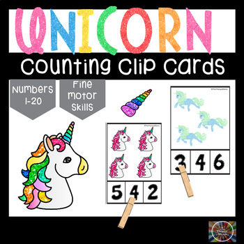 Preview of Unicorn Count and Clip Number Cards