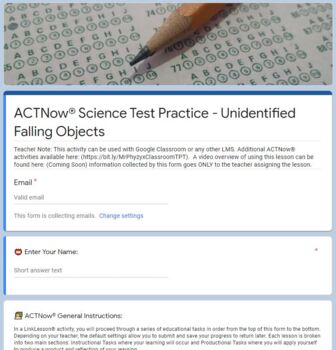 Preview of Unidentified Falling Objects ACTNow® - Online Blended Distance Remote Test Prep