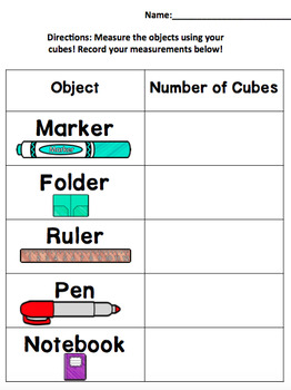 Cube Measuring Objects Worksheet by ABearin1st | TpT