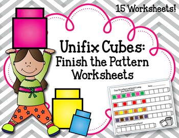 Preview of Linking Cubes Worksheets and Activities. Finish the Pattern. Interlocking block