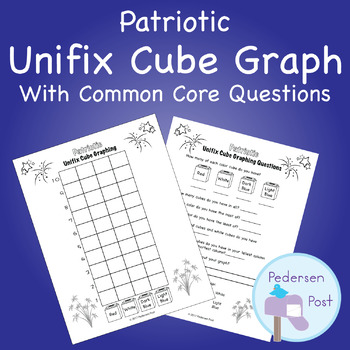 Preview of Unifix Graph with Common Core Questions - Patriotic Theme