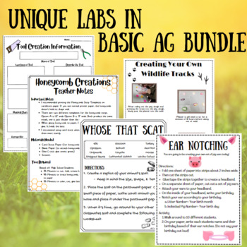 Preview of Unique Activities in Basic Ag Bundle