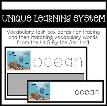 Preview of Unique Learning System: By the Sea Vocabulary Task Box (Trace & Match)