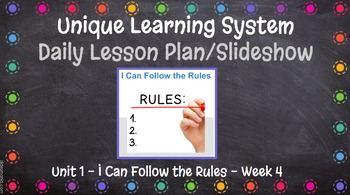 Preview of Unique Learning System EDITABLE Lesson Plan - Unit 1 Week 4
