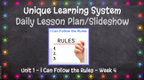 Unique Learning System EDITABLE Lesson Plan - Unit 1 Week 4