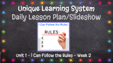 Unique Learning System EDITABLE Lesson Plan - Unit 1 Week 2