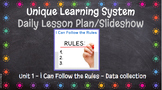 Unique Learning System  Lesson Plan - Unit 1 Data Collecti