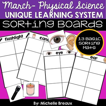 Preview of Unique Learning System Task Box- March Unit 22 Light & Sound Sorting Mats (SPED)