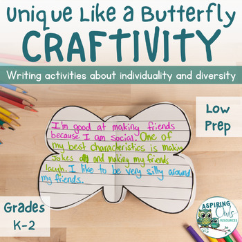 Preview of Unique Like a Butterfly Writing and Art Craftivity to Celebrate Diversity