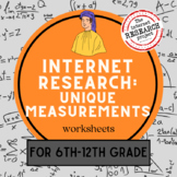 Unique Math Measurements : Internet Research Worksheets fo