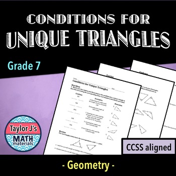 Preview of Unique Triangles Worksheet