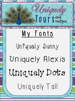 Preview of Uniquely Yours Fonts