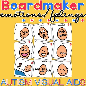 Preview of Unisex Emotion Feelings Cards Boardmaker Visual Aids for Autism SPED
