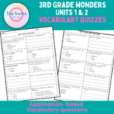 Unit 1 & 2 Wonders Vocabulary Quizzes/ Practice 3rd Grade