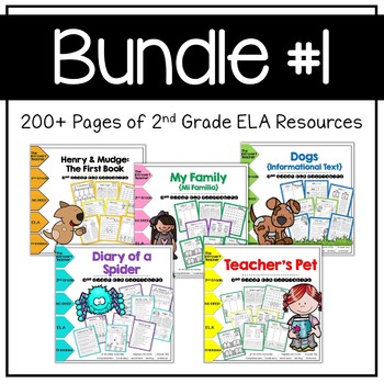 Preview of Bundle #1 NO PREP CCSS ELA Printables for 2nd Grade